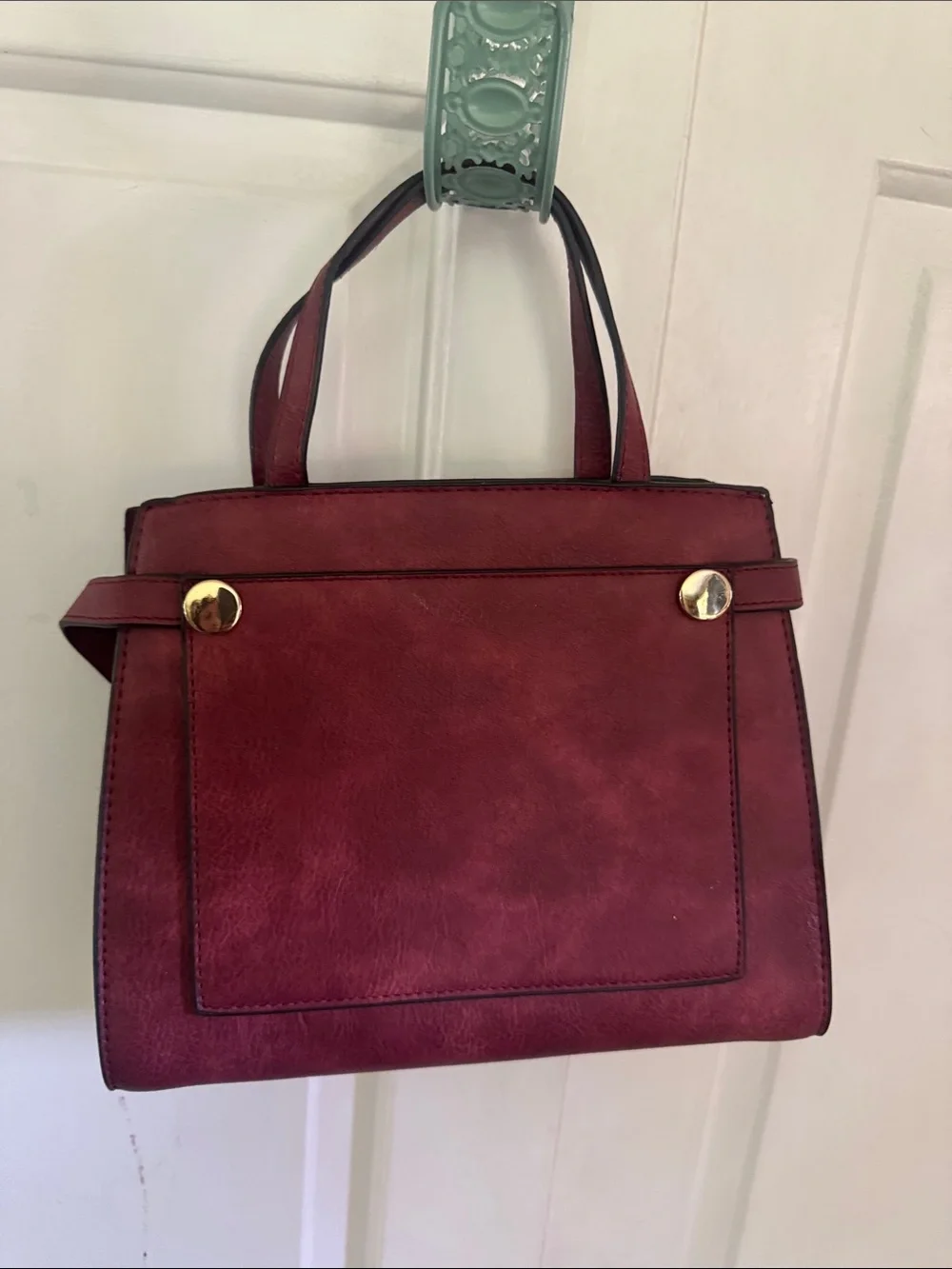 Classic Structured Women's Satchel Bag in Burgundy